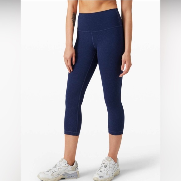 Lululemon Wunder Under Crop High-Rise Legging 21" Indigo Spray Mineral Blue 4 - Picture 1 of 12